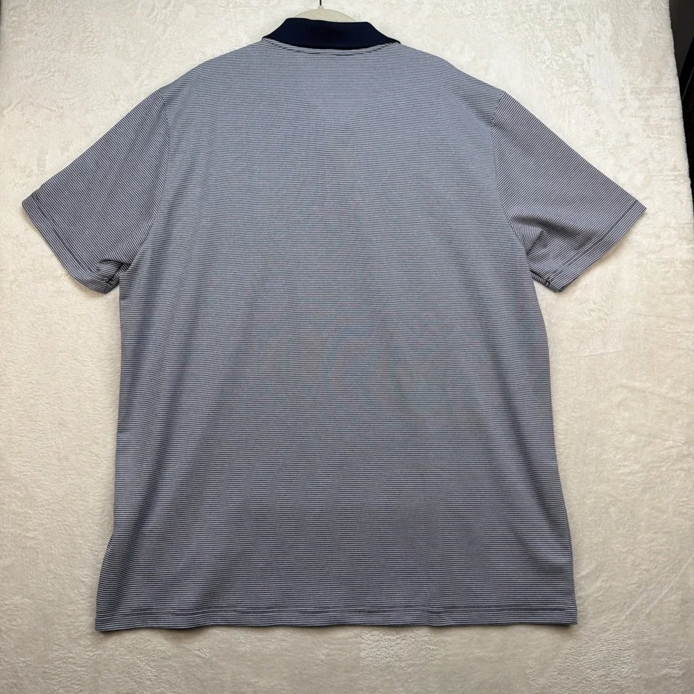 Adidas Golf Polo Shirt Mens XL Blue Striped Performance River Club Logo‎